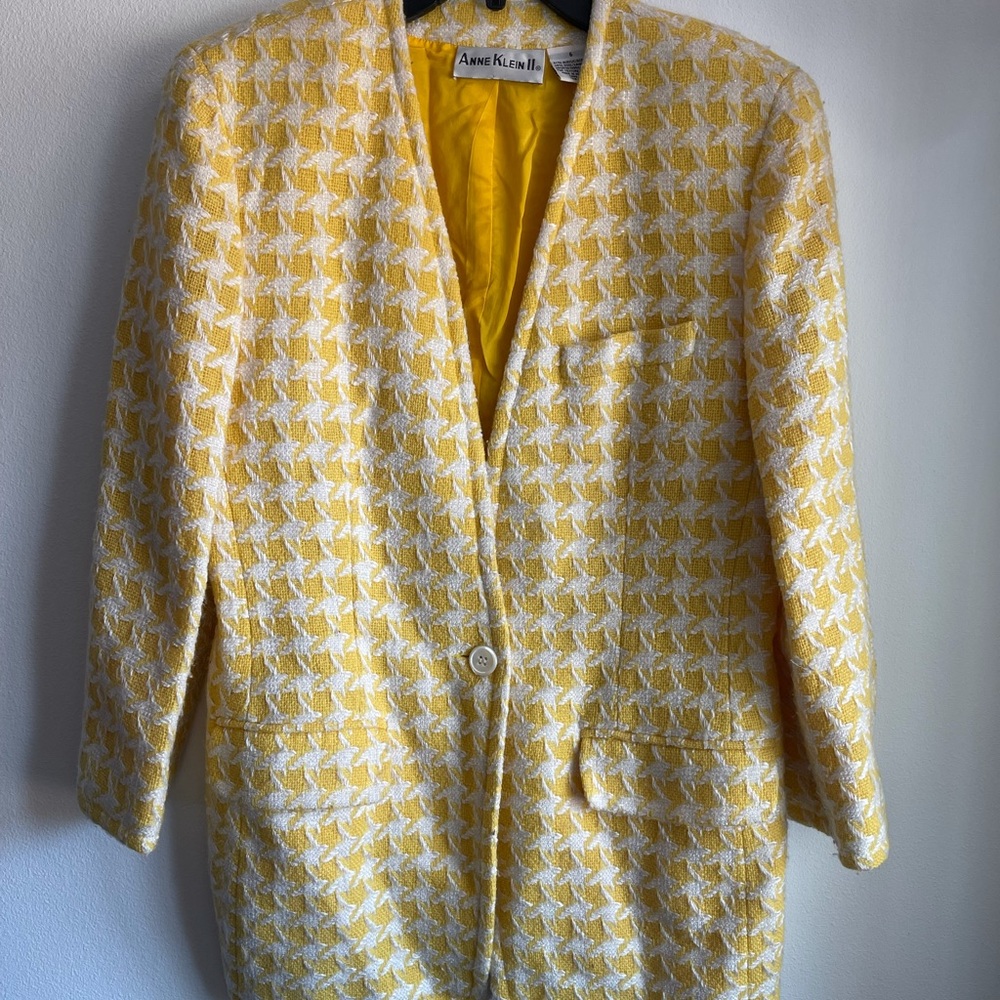 Anne Klein ii yellow white blazer